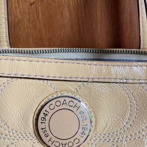 Coach yellow patten leather handbag